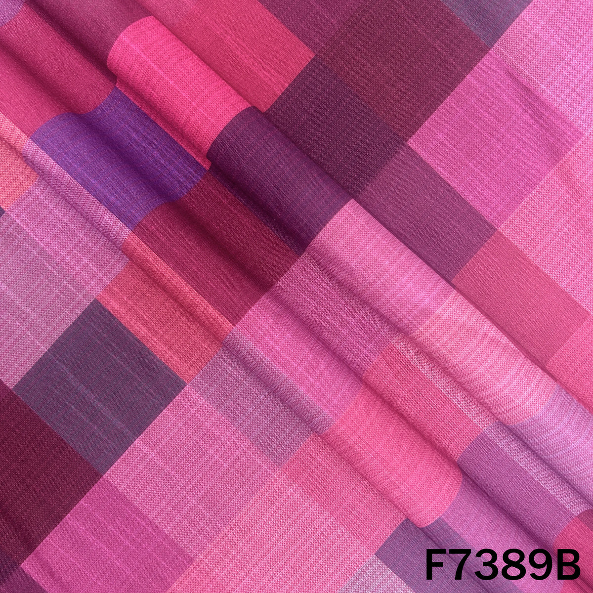 Multicolour Check Print Raw Silk Fabric - F7389