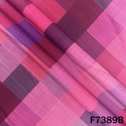 Multicolour Check Print Raw Silk Fabric - F7389
