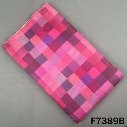 Multicolour Check Print Raw Silk Fabric - F7389