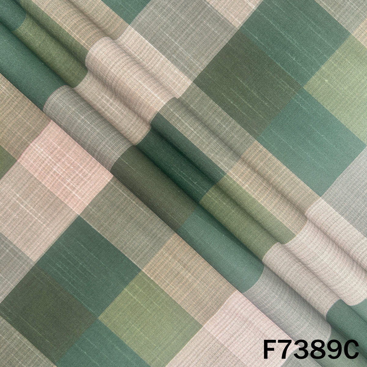 Multicolour Check Print Raw Silk Fabric - F7389