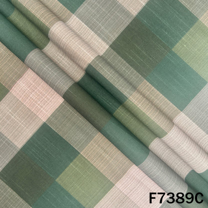 Multicolour Check Print Raw Silk Fabric - F7389
