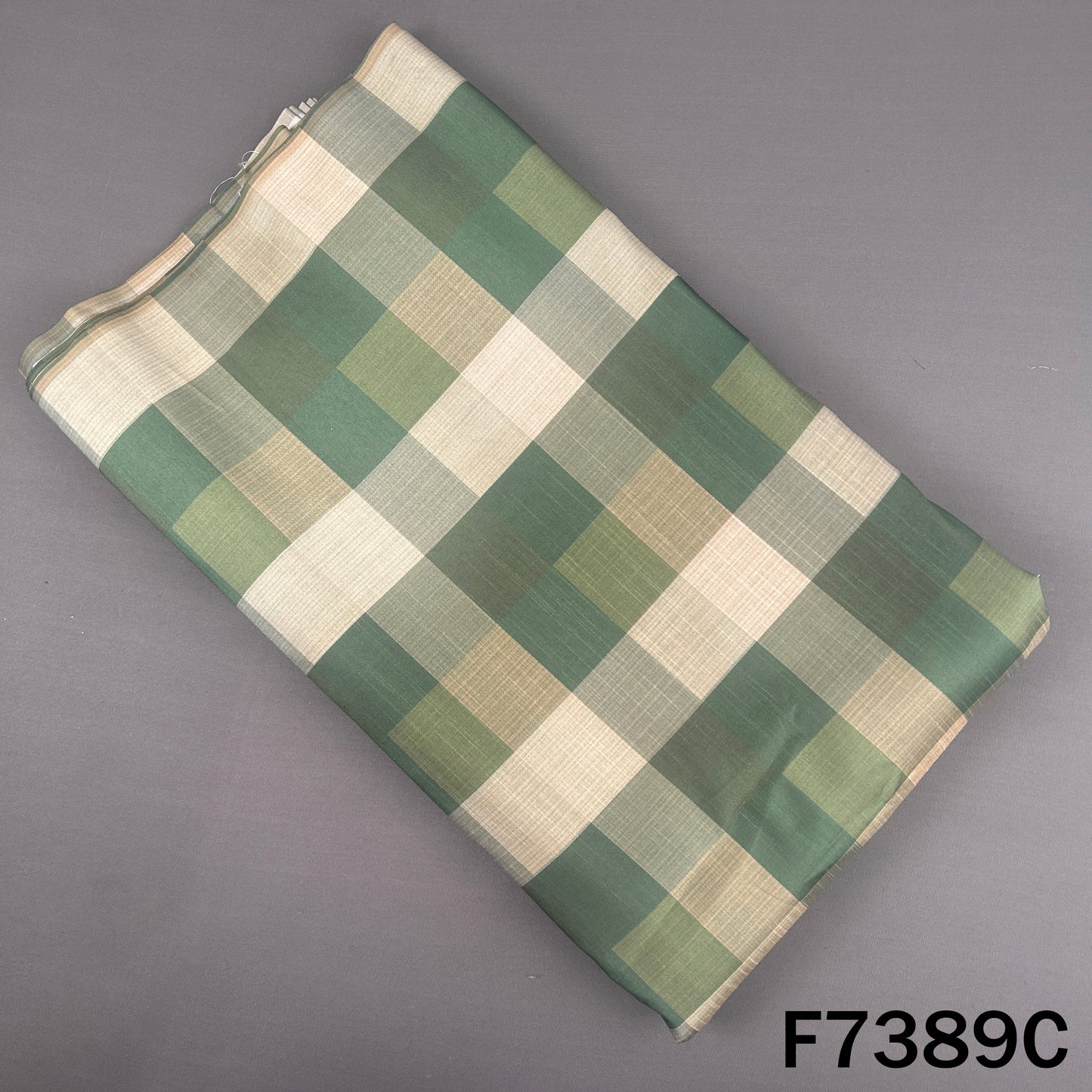 Multicolour Check Print Raw Silk Fabric - F7389