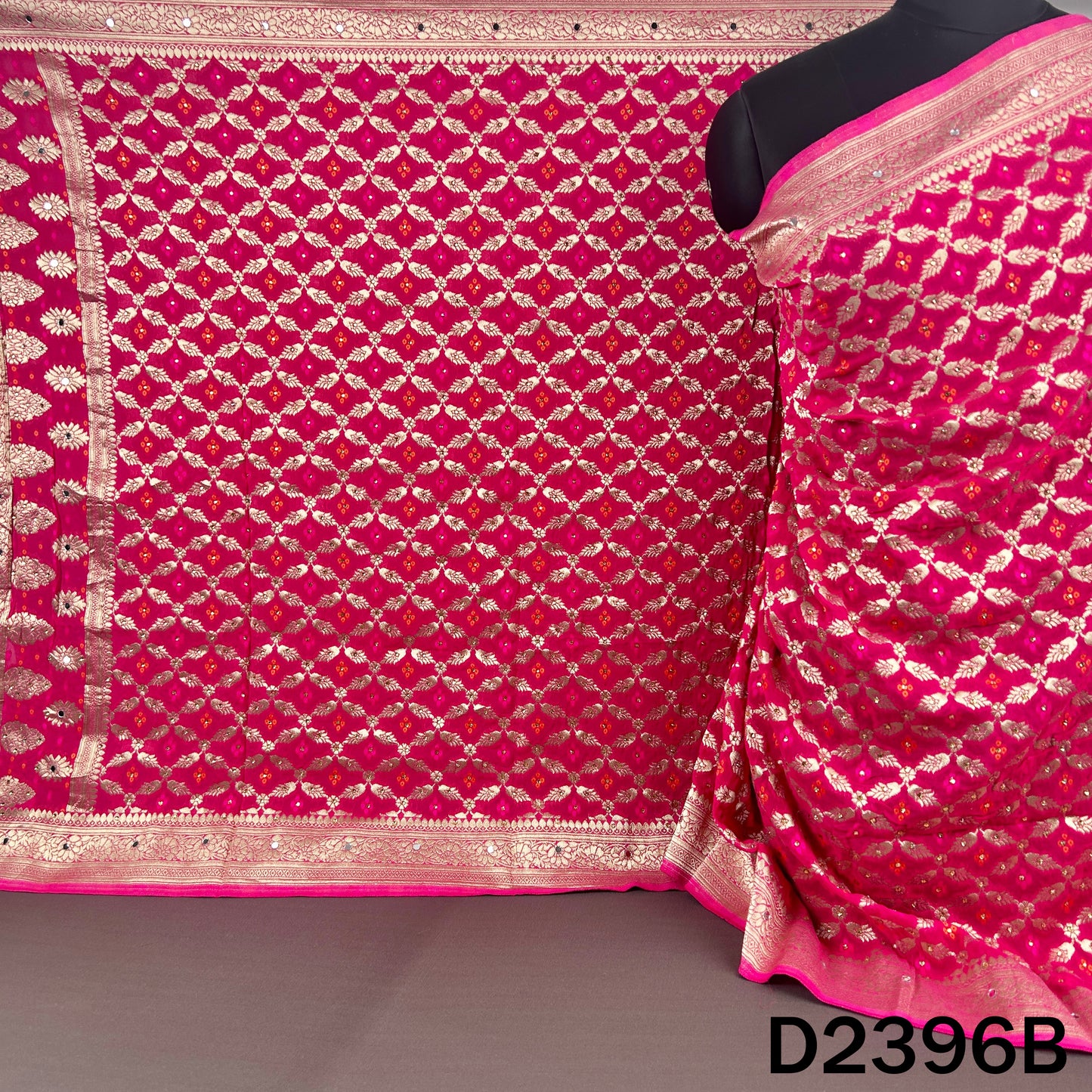 Bandhani Print Mirror and Stone Work Georgette Dupatta - D2396