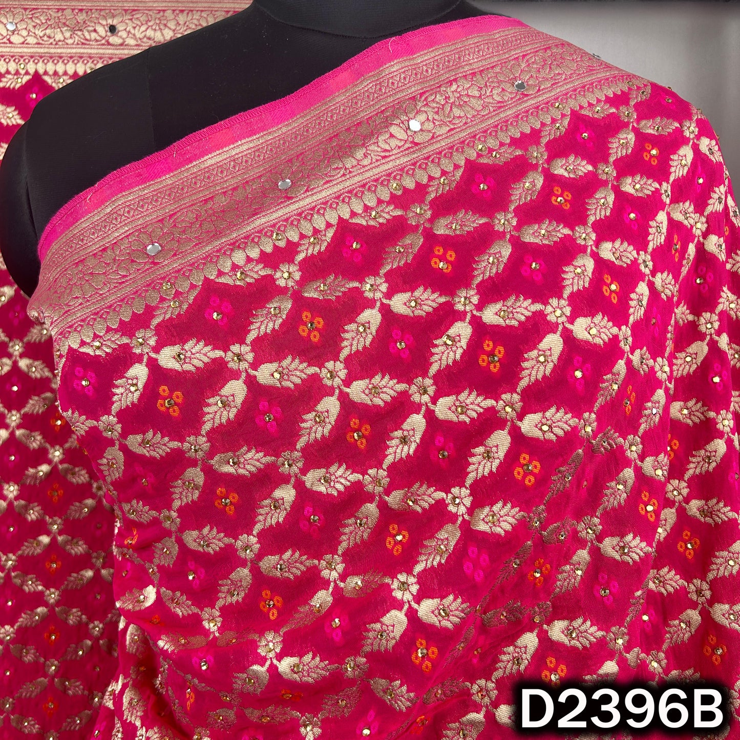 Bandhani Print Mirror and Stone Work Georgette Dupatta - D2396