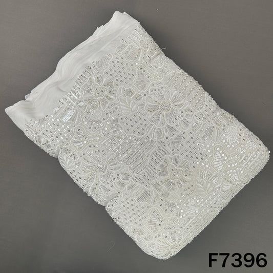 Dyeable Cut Dana Thread Sequins Embroidered Georgette Fabric - F7396