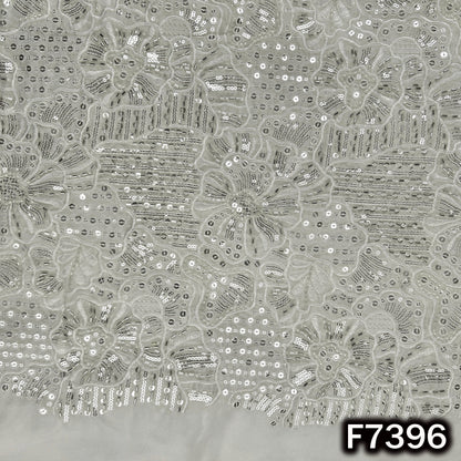 Dyeable Cut Dana Thread Sequins Embroidered Georgette Fabric - F7396