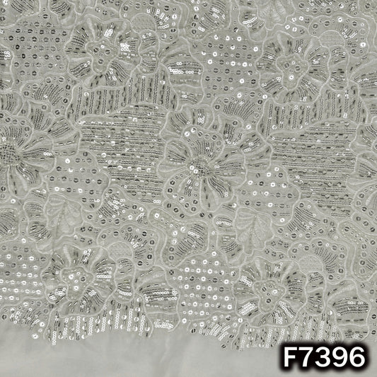 Dyeable Cut Dana Thread Sequins Embroidered Georgette Fabric - F7396