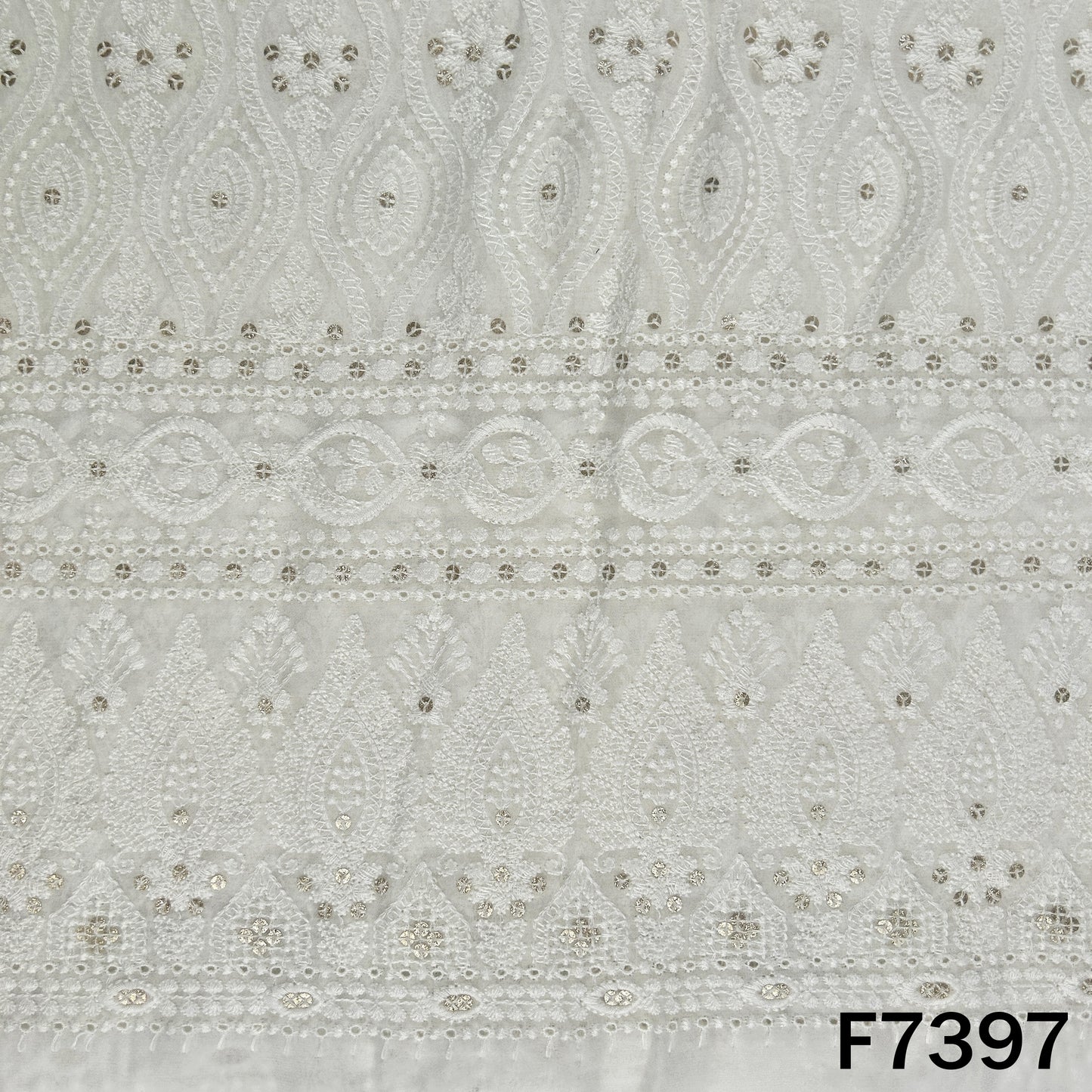 Dyeable Thread Sequins Embroidered Georgette Fabric - F7397