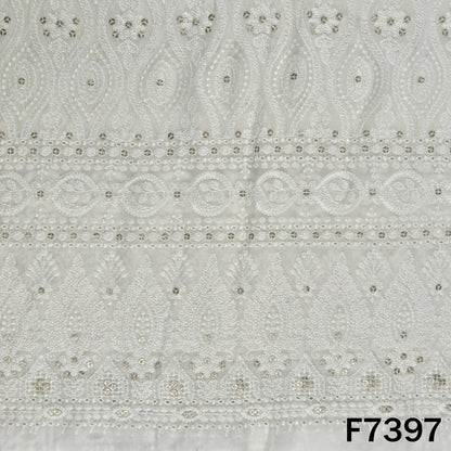 Dyeable Thread Sequins Embroidered Georgette Fabric - F7397