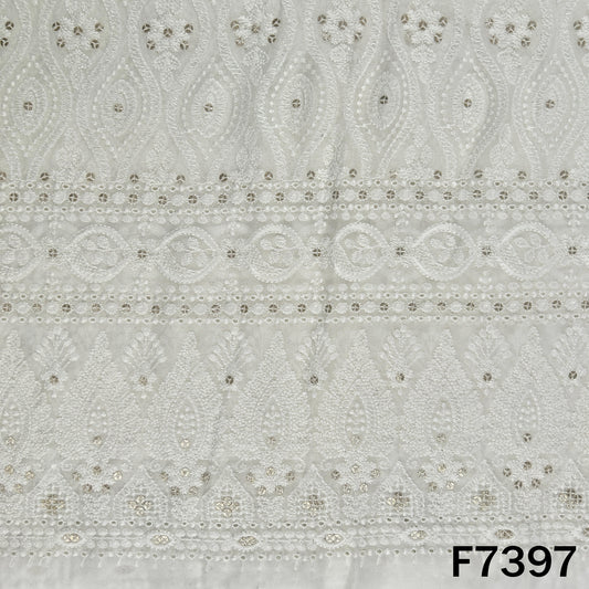Dyeable Thread Sequins Embroidered Georgette Fabric - F7397