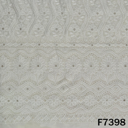 Dyeable Thread Sequins Embroidered Georgette Fabric - F7398