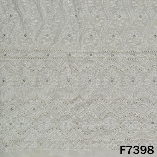Dyeable Thread Sequins Embroidered Georgette Fabric - F7398