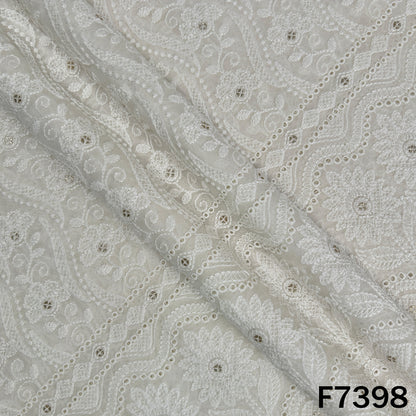 Dyeable Thread Sequins Embroidered Georgette Fabric - F7398