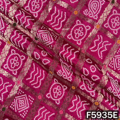Zari Work Bandhani Print Dola Silk Fabric - F5935