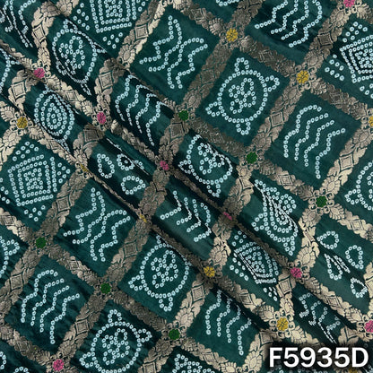 Zari Work Bandhani Print Dola Silk Fabric - F5935