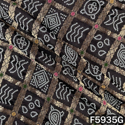 Zari Work Bandhani Print Dola Silk Fabric - F5935