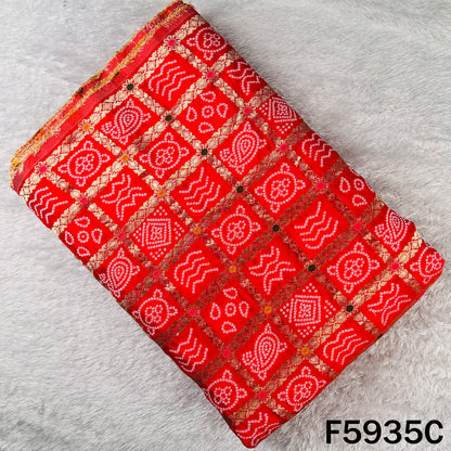 Zari Work Bandhani Print Dola Silk Fabric - F5935