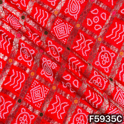 Zari Work Bandhani Print Dola Silk Fabric - F5935
