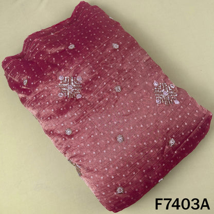 Cut Dana Zari Sequins Embroidered Crush Tissue Fabric - F7403