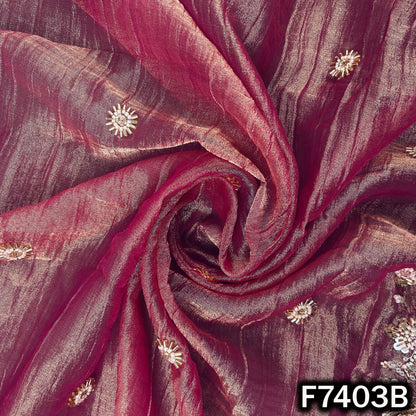 Cut Dana Zari Sequins Embroidered Crush Tissue Fabric - F7403