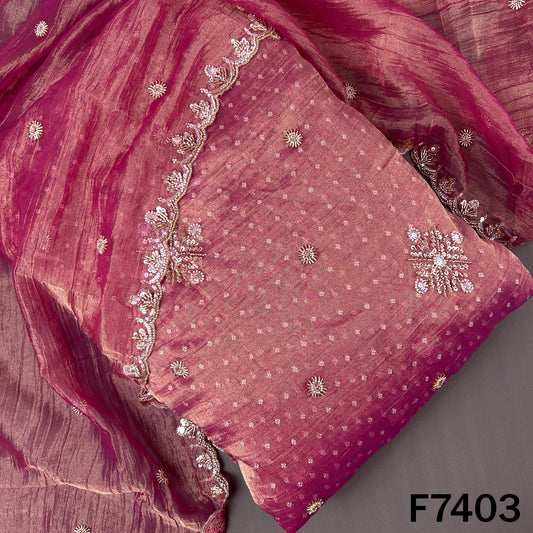 Cut Dana Zari Sequins Embroidered Crush Tissue Fabric - F7403