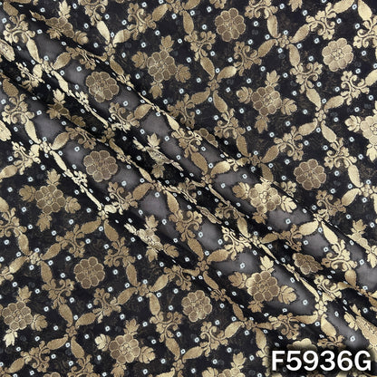 Zari Work Bandhani Print Georgette Fabric - F5936