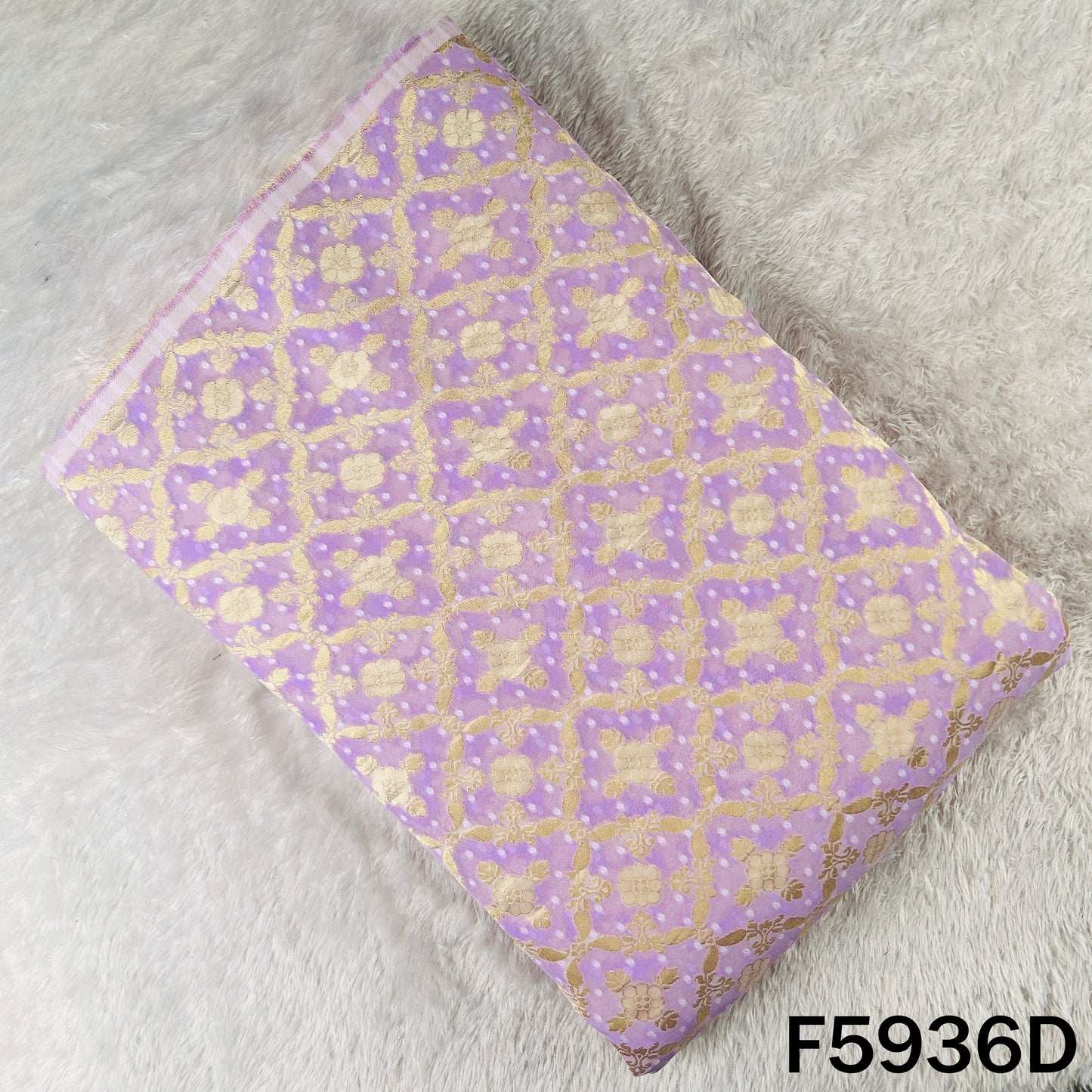 Zari Work Bandhani Print Georgette Fabric - F5936