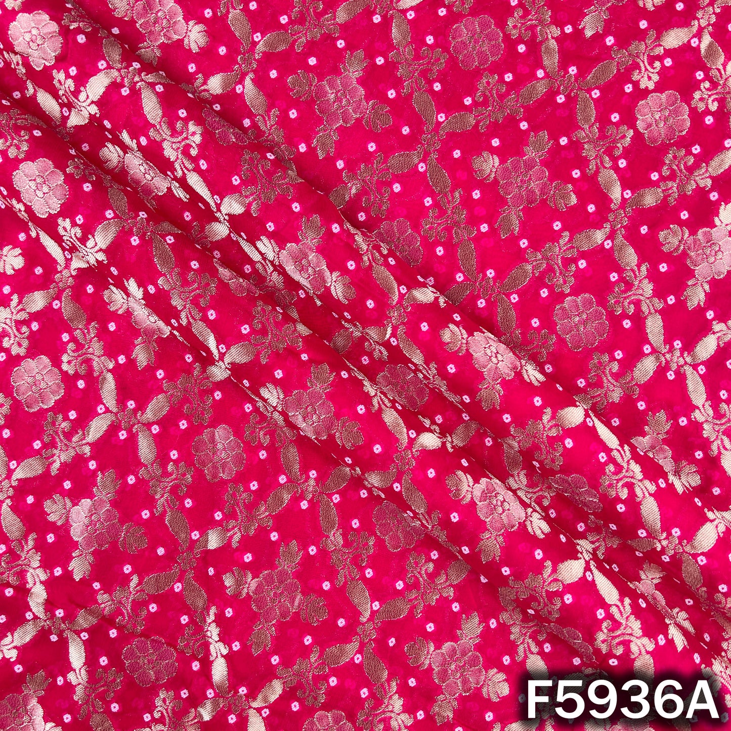 Zari Work Bandhani Print Georgette Fabric - F5936