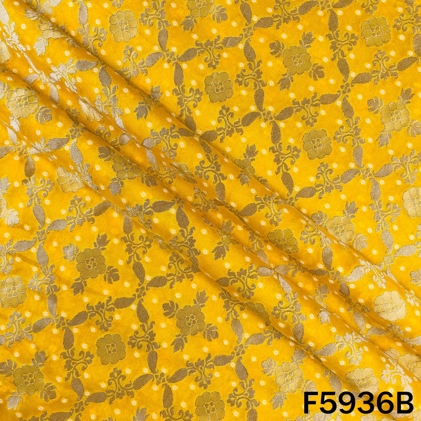 Zari Work Bandhani Print Georgette Fabric - F5936