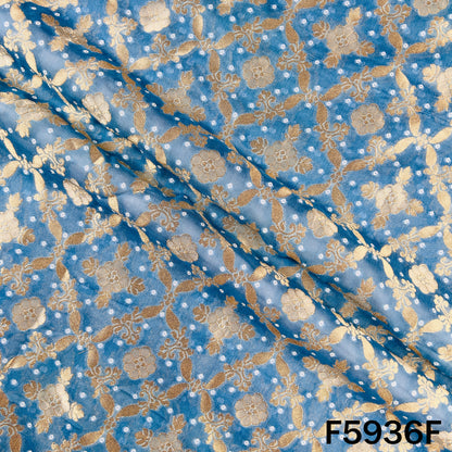 Zari Work Bandhani Print Georgette Fabric - F5936