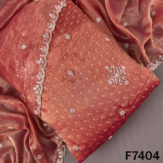 Cut Dana Zari Sequins Embroidered Crush Tissue Fabric - F7404