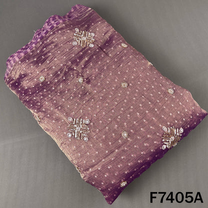 Cut Dana Zari Sequins Embroidered Crush Tissue Fabric - F7405