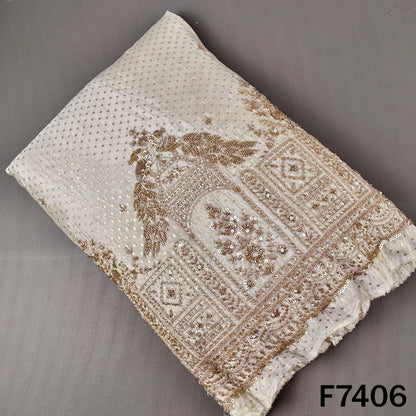 Dyeable Cut Dana Zari Sequins Embroidered Shimmer Tissue Fabric - F7406