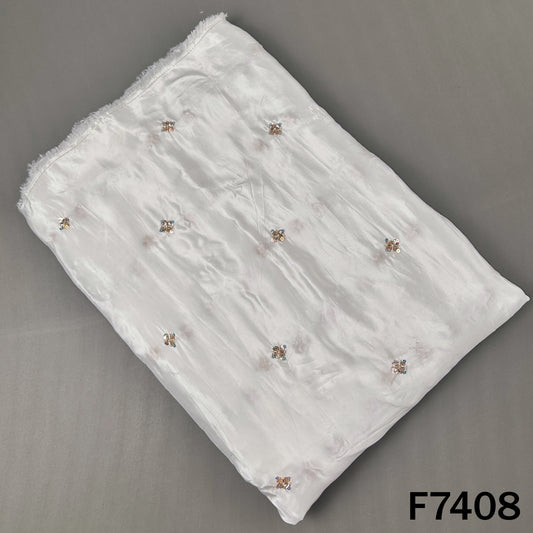 Dyeable Cut Dana Sequins Work Upada Silk Fabric - F7408
