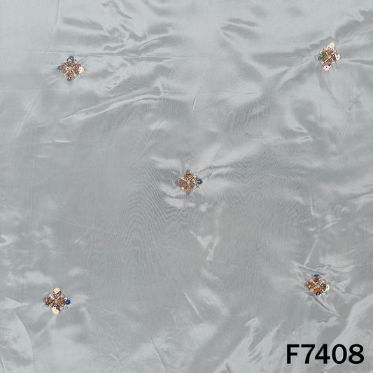 Dyeable Cut Dana Sequins Work Upada Silk Fabric - F7408