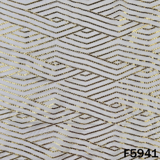 Dyeable Zari Thread Work Georgette Fabric - F5941