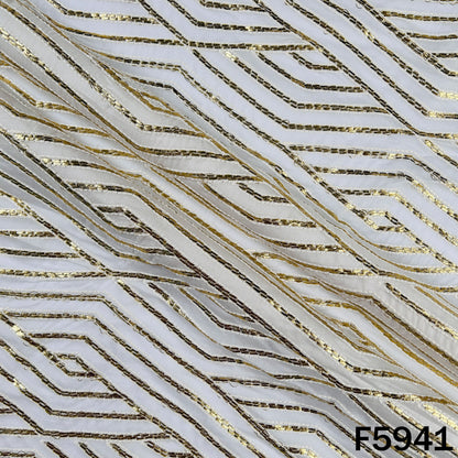 Dyeable Zari Thread Work Georgette Fabric - F5941