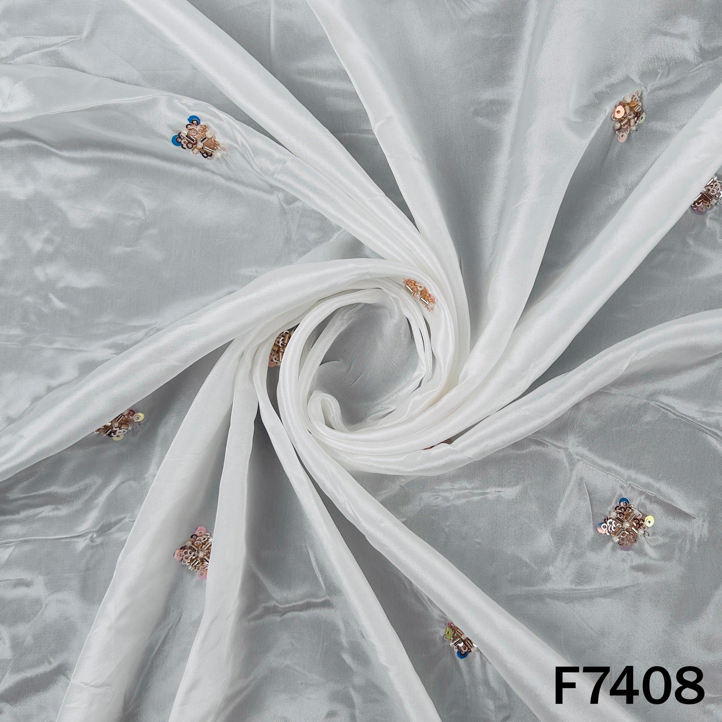 Dyeable Cut Dana Sequins Work Crepe Fabric - F7408