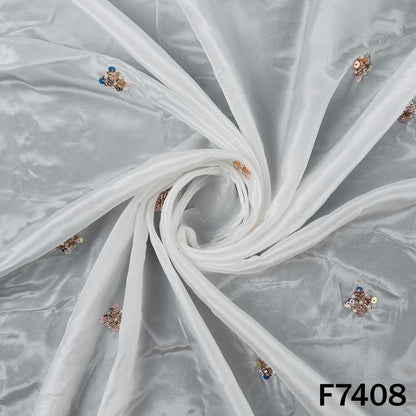 Dyeable Cut Dana Sequins Work Crepe Fabric - F7408