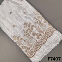 Dyeable Cut Dana Zari Sequins Embroidered Crepe Fabric - F7407