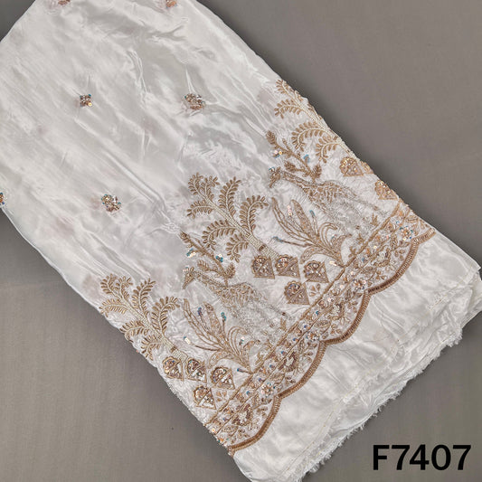Dyeable Cut Dana Zari Sequins Embroidered Upada Silk Fabric - F7407