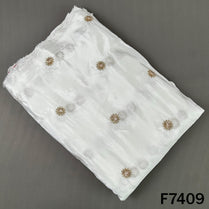 Dyeable Cut Dana Zari Sequins Work Upada Silk Fabric - F7409