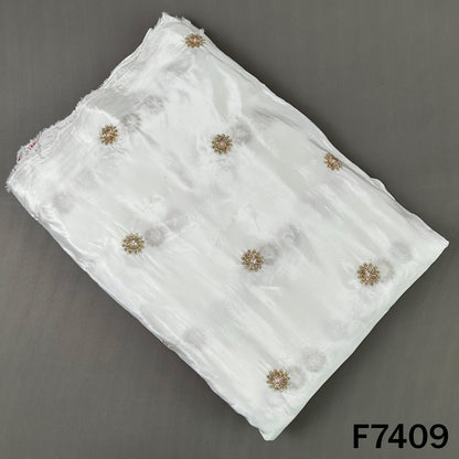 Dyeable Cut Dana Zari Sequins Work Upada Silk Fabric - F7409