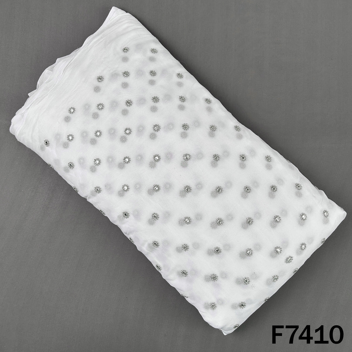 Dyeable Zari Sequins Work Georgette Fabric - F7410
