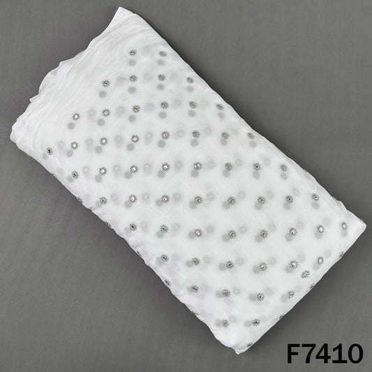 Dyeable Zari Sequins Work Georgette Fabric - F7410