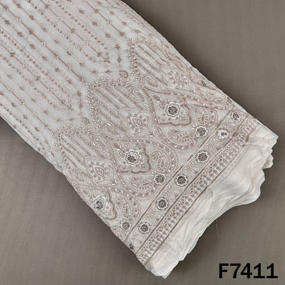 Dyeable Zari Thread Sequins Embroidered Georgette Fabric - F7411