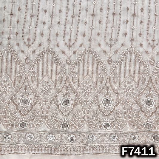 Dyeable Zari Thread Sequins Embroidered Georgette Fabric - F7411