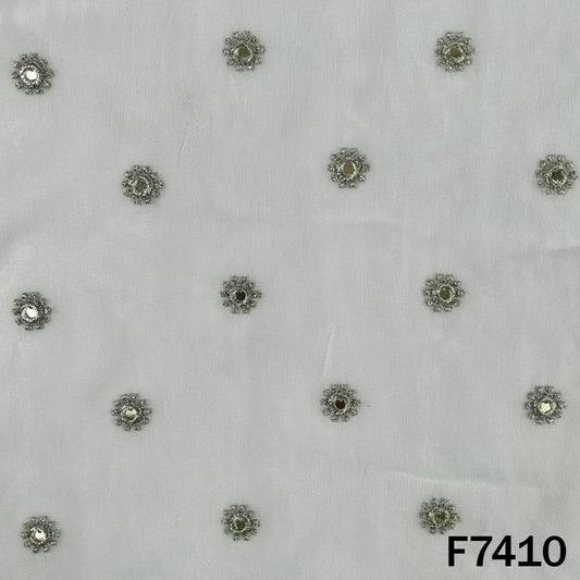 Dyeable Zari Sequins Work Georgette Fabric - F7410