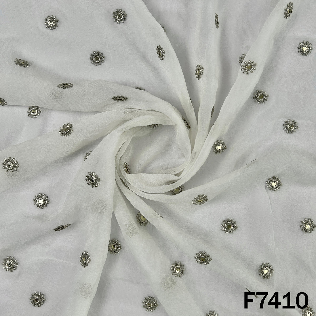 Dyeable Zari Sequins Work Georgette Fabric - F7410