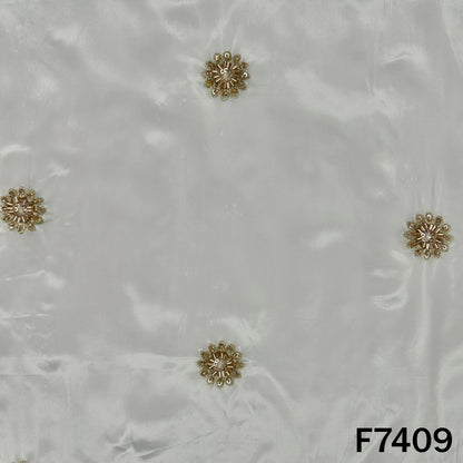 Dyeable Cut Dana Zari Sequins Work Upada Silk Fabric - F7409